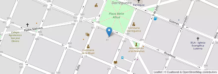 Mapa de ubicacion de Escuela De Educación Primaria Nº7 Genral Jose De San Martin en Argentina, Buenos Aires, Partido De Puan, Darregueira.