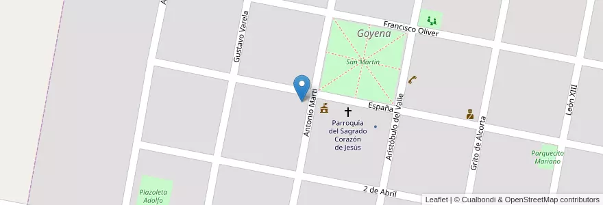 Mapa de ubicacion de Escuela De Educación Primaria Nº7 Teniente General Julio A. Roca en Arjantin, Buenos Aires, Partido De Saavedra, Goyena.