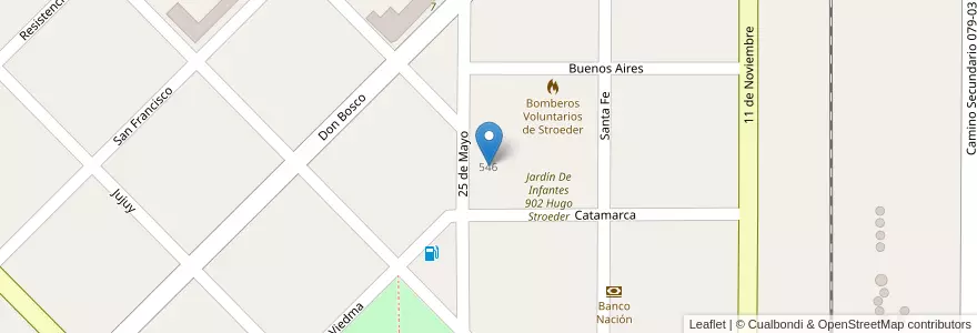 Mapa de ubicacion de Escuela De Educación Primaria Nº9 Domingo Faustino Sarmiento en アルゼンチン, ブエノスアイレス州, Partido De Patagones, Stroeder.