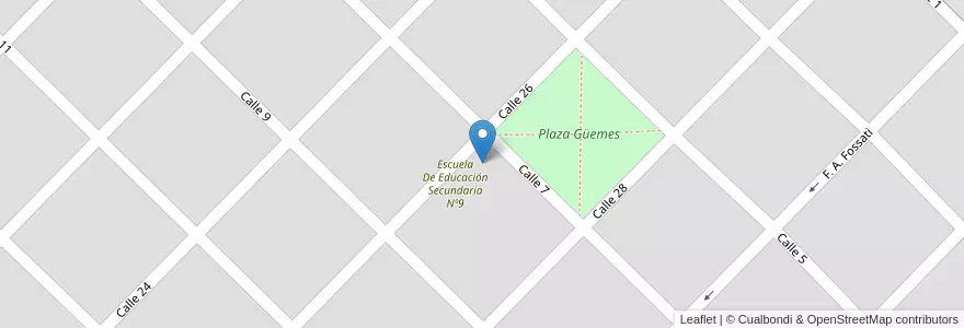 Mapa de ubicacion de Escuela De Educación Primaria Nº9 Hipolito Yrigoyen en Argentina, Buenos Aires, Partido De Balcarce.