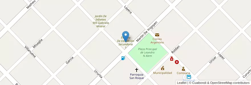 Mapa de ubicacion de Escuela De Educación Secundaria 1 en Arjantin, Buenos Aires, Partido De Leandro N. Alem.