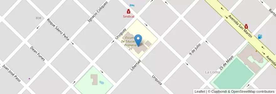 Mapa de ubicacion de Escuela De Educación Secundaria 1 en Arjantin, Buenos Aires, Partido De General Viamonte, Los Toldos.