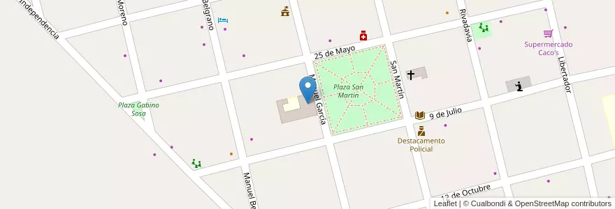 Mapa de ubicacion de Escuela De Educación Secundaria 1 Carlos Pellegrini en アルゼンチン, ブエノスアイレス州, Partido De Lincoln.