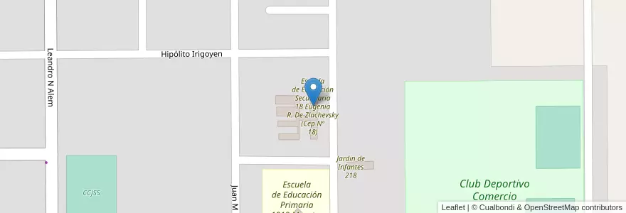 Mapa de ubicacion de Escuela de Educación Secundaria 18 Eugenia R. De Zlachevsky (Cep Nº 18) en Argentine, Chaco, Departamento Fray Justo Santa María De Oro, Municipio De Santa Sylvina, Santa Sylvina.