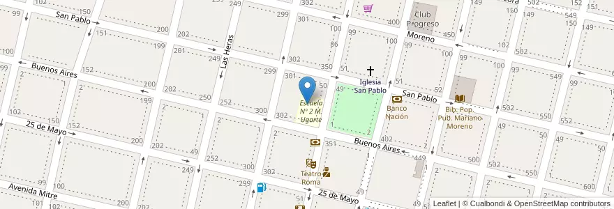Mapa de ubicacion de Escuela De Educación Secundaria 2 en 아르헨티나, 부에노스아이레스주, Partido De Salto.