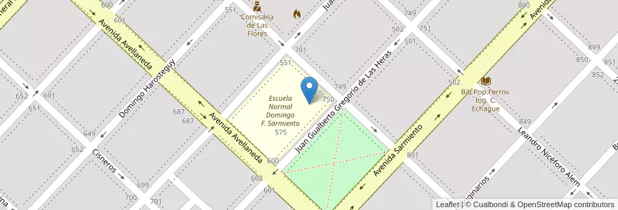 Mapa de ubicacion de Escuela De Educación Secundaria 2 Domingo F. Sarmiento en 阿根廷, 布宜诺斯艾利斯省, Partido De Las Flores, Las Flores.