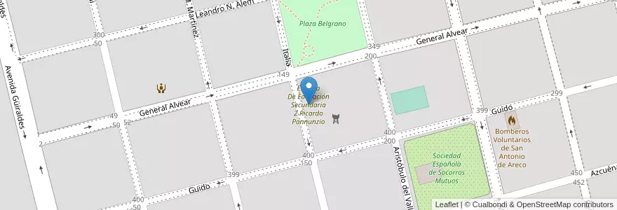 Mapa de ubicacion de Escuela De Educación Secundaria 2 Ricardo Pannunzio en Argentina, Provincia Di Buenos Aires, Partido De San Antonio De Areco, San Antonio De Areco.