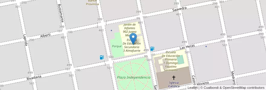 Mapa de ubicacion de Escuela De Educación Secundaria 3 Almafuerte en 阿根廷, 布宜诺斯艾利斯省, Partido De Villarino, Médanos.