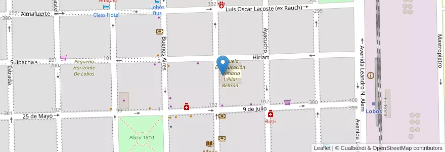Mapa de ubicacion de Escuela De Educacion Secundaria 6 en アルゼンチン, ブエノスアイレス州, Partido De Lobos, Lobos.