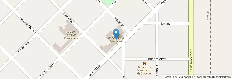 Mapa de ubicacion de Escuela De Educación Secundaria 7 en Argentine, Province De Buenos Aires, Partido De Patagones, Stroeder.