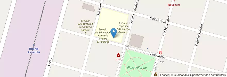 Mapa de ubicacion de Escuela De Educación Secundaria 8 en 아르헨티나, 부에노스아이레스주, Partido De Villarino.