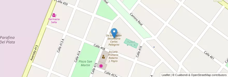 Mapa de ubicacion de Escuela De Educación Secundaria Carlos Pellegrini en Arjantin, Buenos Aires, Partido De Berazategui, Juan María Gutiérrez.