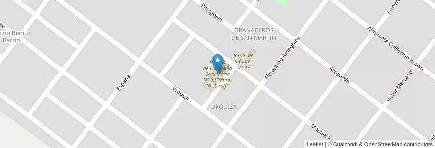 Mapa de ubicacion de Escuela de Educación Secundaria N° 99 "Mario Nestoroff" en アルゼンチン, チャコ州, Departamento Nueve De Julio, Las Breñas, Las Breñas.
