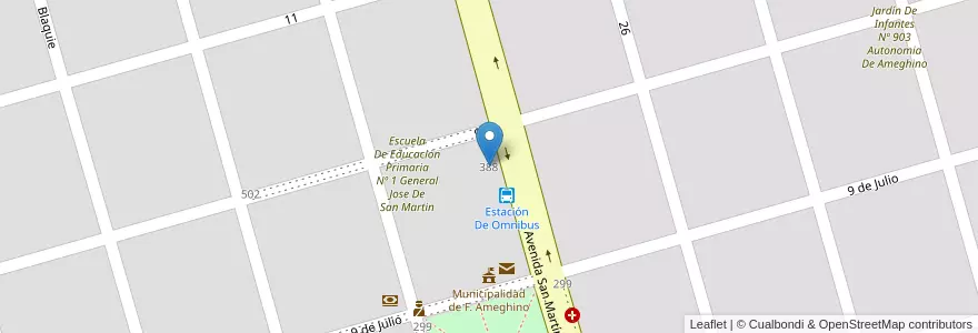 Mapa de ubicacion de Escuela De Educación Secundaria Nº 1 Edmundo Mariano Simonetti en Argentinië, Buenos Aires, Partido De Florentino Ameghino, Ameghino.