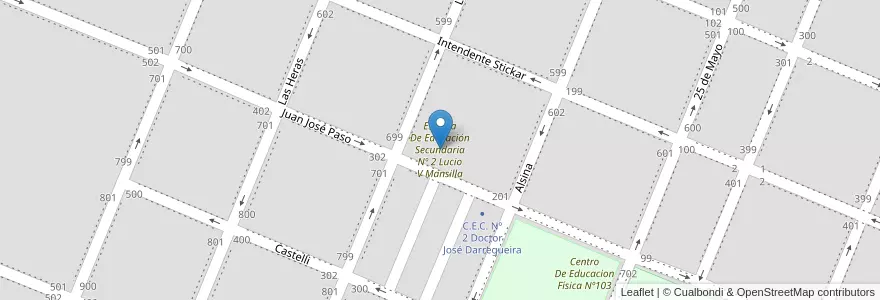 Mapa de ubicacion de Escuela De Educación Secundaria Nº 2 Lucio V Mansilla en Argentina, Buenos Aires, Partido De Puan, Darregueira.