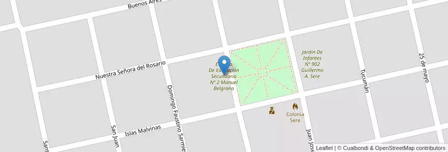 Mapa de ubicacion de Escuela De Educación Secundaria Nº 2 Manuel Belgrano en Argentine, Province De Buenos Aires, Partido De Carlos Tejedor, Colonia Seré.
