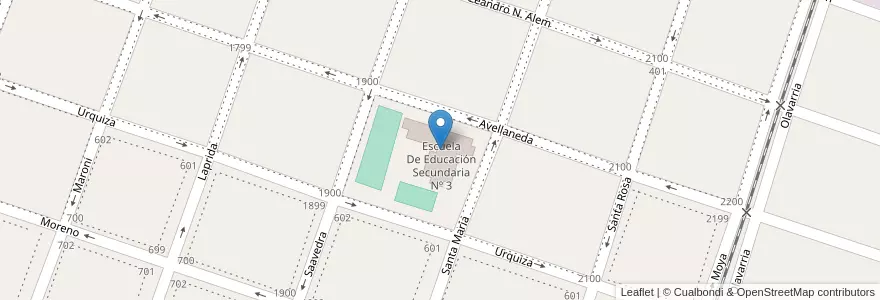 Mapa de ubicacion de Escuela De Educación Secundaria Nº 3 en 아르헨티나, 부에노스아이레스주, Partido De Bragado, Bragado.