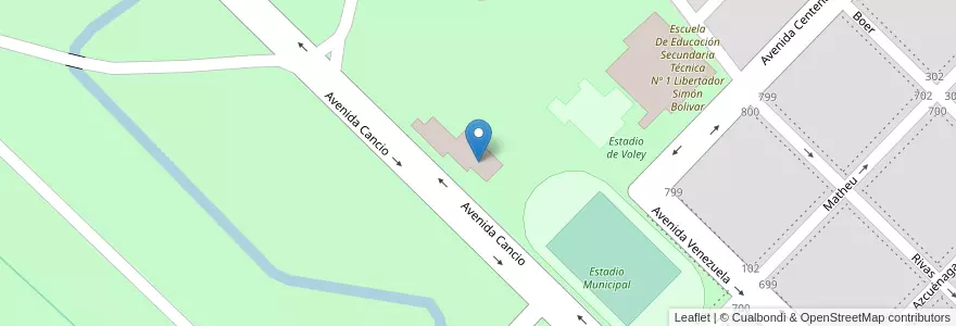 Mapa de ubicacion de Escuela De Educación Secundaria Nº 4 M. De Los R. De E. De S. Martin en Argentina, Provincia Di Buenos Aires, Partido De Bolívar, Bolívar.