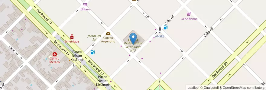 Mapa de ubicacion de Escuela De Educación Secundaria Nº 5 en آرژانتین, استان بوئنوس آیرس, Partido De Colón, Colón.