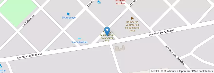 Mapa de ubicacion de Escuela De Educación Secundaria Nº 5 en Arjantin, Buenos Aires, Partido De Tres Arroyos.