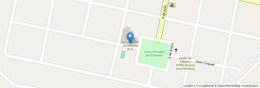 Mapa de ubicacion de Escuela De Educación Secundaria Nº 6 en 아르헨티나, 부에노스아이레스주, Partido De Leandro N. Alem.