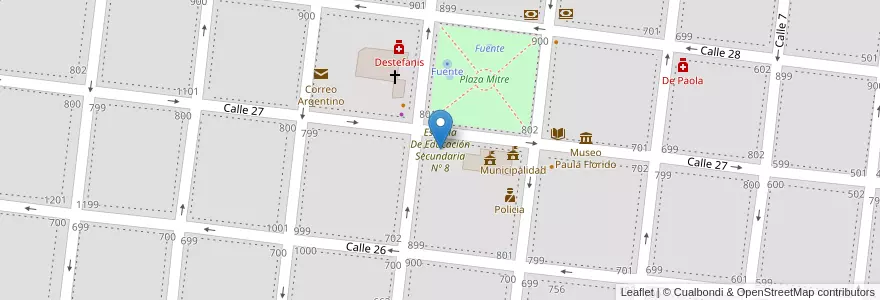 Mapa de ubicacion de Escuela De Educación Secundaria Nº 8 en アルゼンチン, ブエノスアイレス州, Partido De Veinticinco De Mayo, Veinticinco De Mayo.