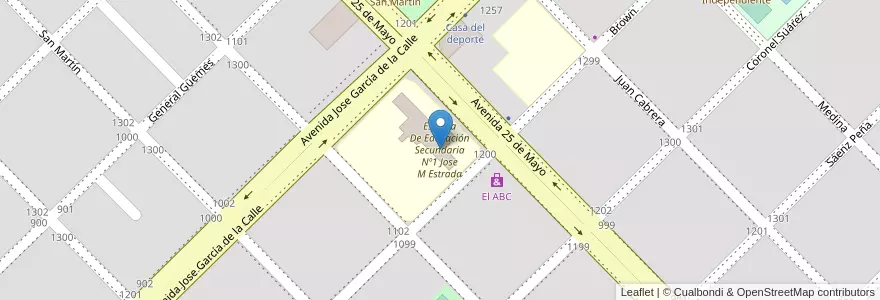 Mapa de ubicacion de Escuela De Educación Secundaria Nº1 Jose M Estrada en Arjantin, Buenos Aires, Partido De Coronel Pringles, Coronel Pringles.