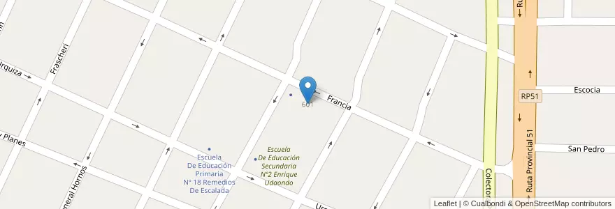 Mapa de ubicacion de Escuela De Educación Secundaria Nº1 Jose Manuel Estrada en 阿根廷, 布宜诺斯艾利斯省, Partido De Arrecifes, Arrecifes.