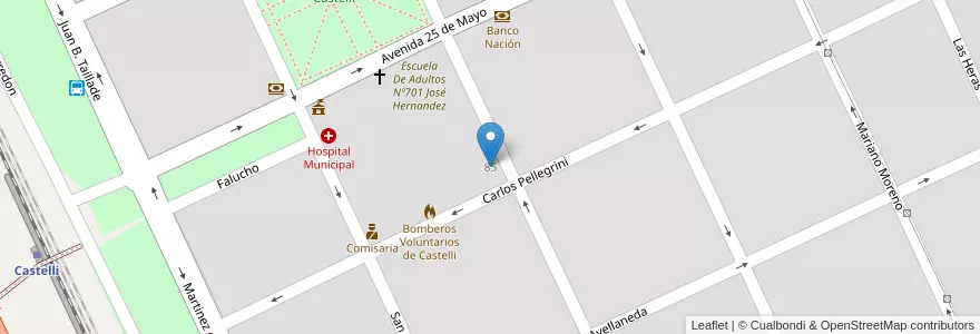 Mapa de ubicacion de Escuela De Educación Secundaria Nº1 en アルゼンチン, ブエノスアイレス州, Partido De Castelli.