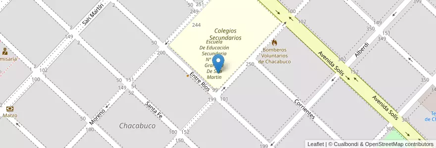 Mapa de ubicacion de Escuela De Educación Secundaria Nº3 Domingo F Sarmiento en الأرجنتين, بوينس آيرس, Partido De Chacabuco, Chacabuco.