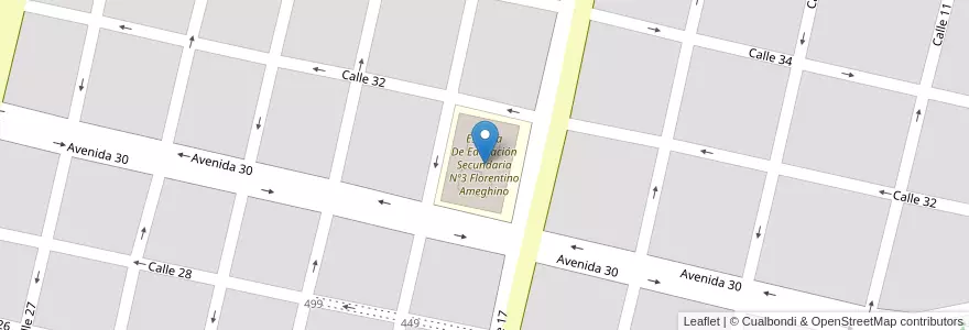 Mapa de ubicacion de Escuela De Educación Secundaria Nº3 Florentino Ameghino en Argentina, Buenos Aires, Partido De Mercedes, Mercedes.