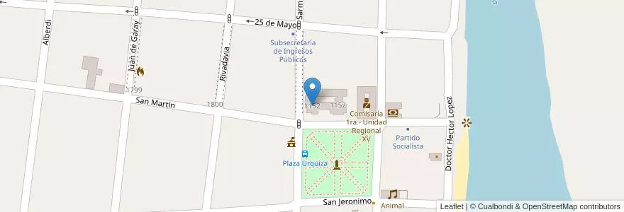 Mapa de ubicacion de Escuela de Educación  Secundaria Orientada 201 Jose Elías Galisteo en Argentinië, Santa Fe, Departamento San Jerónimo, Municipio De Coronda.