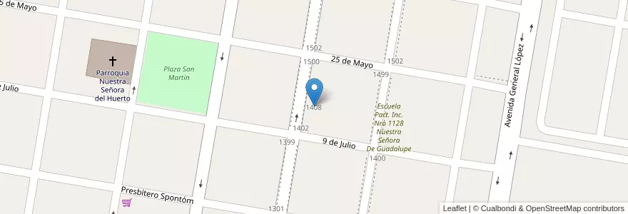 Mapa de ubicacion de Escuela de Educación Secundaria Orientada 232 Martín Miguel De Güemes en Argentina, Santa Fe, Departamento General Obligado, Municipio De Malabrigo.