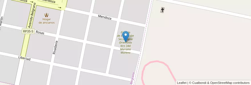 Mapa de ubicacion de Escuela de Educación Secundaria Orientada Nro 344 Mariano Moreno en Argentine, Santa Fe, Departamento San Martín, Municipio De Colonia Belgrano, Colonia Belgrano.
