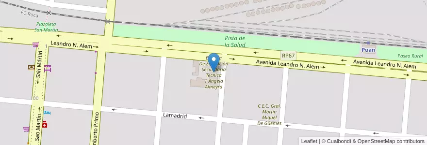 Mapa de ubicacion de Escuela De Educación Secundaria Técnica 1 Angela Almeyra en Argentinië, Buenos Aires, Partido De Puan, Puan.