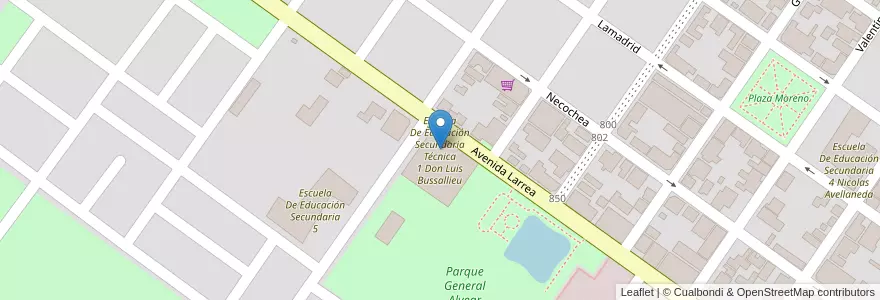 Mapa de ubicacion de Escuela De Educación Secundaria Técnica 1 Don Luis Bussallieu en Аргентина, Буэнос-Айрес, Partido De Rojas, Rojas.