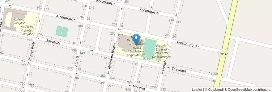 Mapa de ubicacion de Escuela De Educación Secundaria Técnica 1 Dr. Antonio Angel Montes en アルゼンチン, ブエノスアイレス州, Partido De Salto.