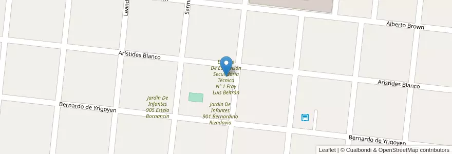 Mapa de ubicacion de Escuela De Educación Secundaria Técnica Nº 1 Fray Luis Beltrán en アルゼンチン, ブエノスアイレス州, Partido De General Pinto.