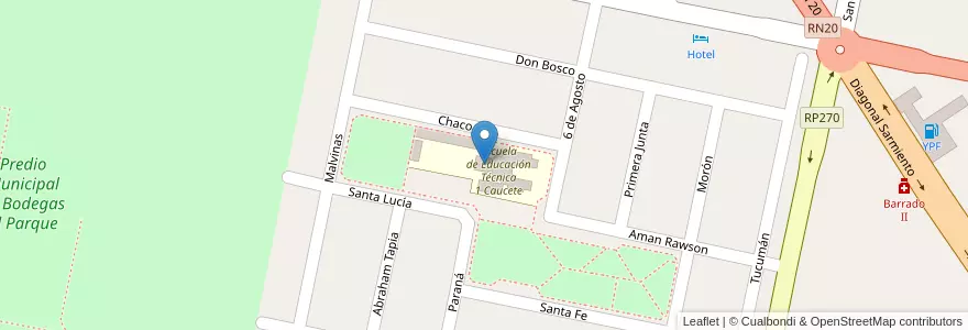 Mapa de ubicacion de Escuela de Educación Técnica 1 Caucete en Argentina, San Juan, Cile, Caucete.