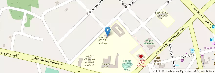 Mapa de ubicacion de Escuela de Educación Técnica 44 en アルゼンチン, ミシオネス州, Departamento General Manuel Belgrano, Municipio De San Antonio.