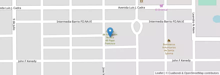 Mapa de ubicacion de Escuela de Educación Técnica 49 Papa Francisco en 阿根廷, Chaco, Departamento Fray Justo Santa María De Oro, Municipio De Santa Sylvina, Santa Sylvina.