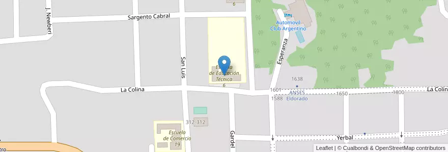 Mapa de ubicacion de Escuela de Educación Técnica 6 en アルゼンチン, ミシオネス州, Departamento Eldorado, Municipio De Eldorado, Eldorado.