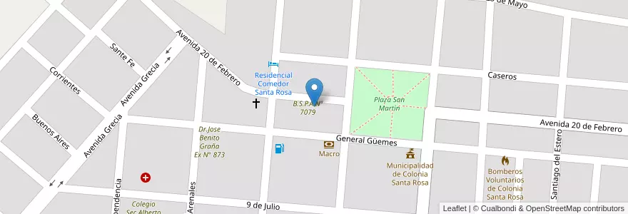 Mapa de ubicacion de Escuela de educación técnica Crucero ARA Beneral Belgrano ex n° 5124-7125 en アルゼンチン, サルタ州, Orán, Municipio De Colonia Santa Rosa, Colonia Santa Rosa.