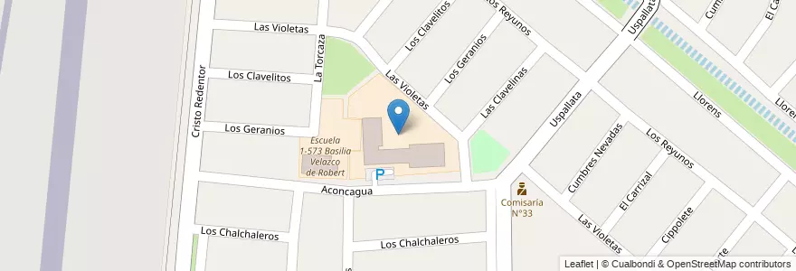 Mapa de ubicacion de Escuela de Educación Técnica (E.E.T.) 4-029 General José de San Martin en Аргентина, Чили, Мендоса, Departamento Las Heras, Distrito El Challao.