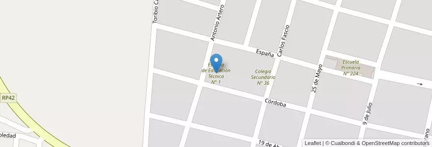 Mapa de ubicacion de Escuela de Educación Técnica N° 1 en 阿根廷, Jujuy, Departamento El Carmen, Municipio De Monterrico.