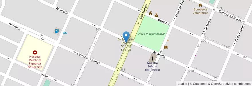 Mapa de ubicacion de Escuela De Educacion Tecnica N° 3103 Ex 5103 en 阿根廷, Salta, Rosario De La Frontera, Municipio De Rosario De La Frontera, Rosario De La Frontera.