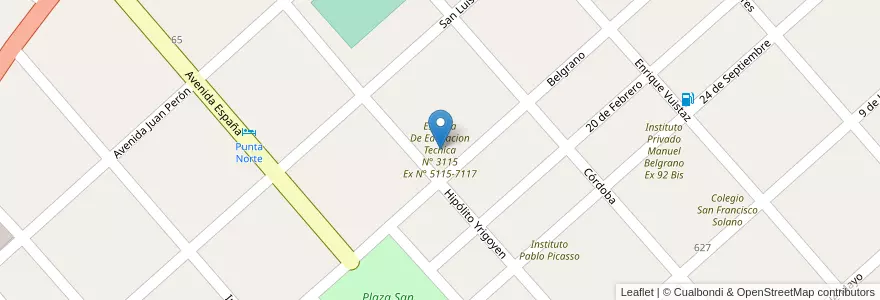 Mapa de ubicacion de Escuela De Educacion Tecnica N° 3115 Ex N° 5115-7117 en Arjantin, Salta, General San Martín, Municipio De Embarcación.