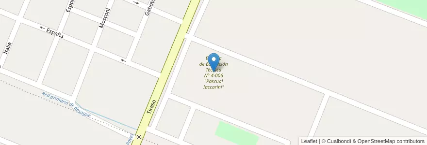 Mapa de ubicacion de Escuela de Educación Técnica N° 4-006 "Pascual Iaccarini" en Argentina, Cile, Mendoza, San Rafael, Distrito Ciudad De San Rafael, Departamento San Rafael.