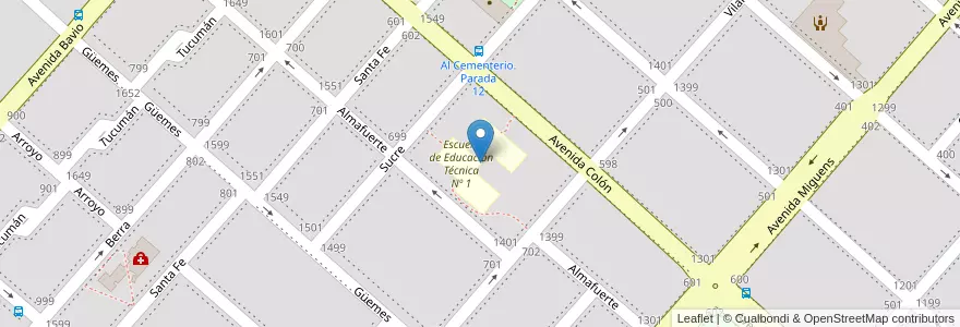 Mapa de ubicacion de Escuela de Educación Técnica Nº 1 en Argentinië, Buenos Aires, Partido De Ayacucho, Ayacucho.
