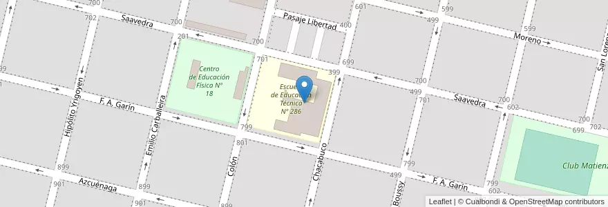 Mapa de ubicacion de Escuela de Educación Técnica Nº 286 en Argentina, Santa Fe, Departamento General López, Municipio De Rufino.